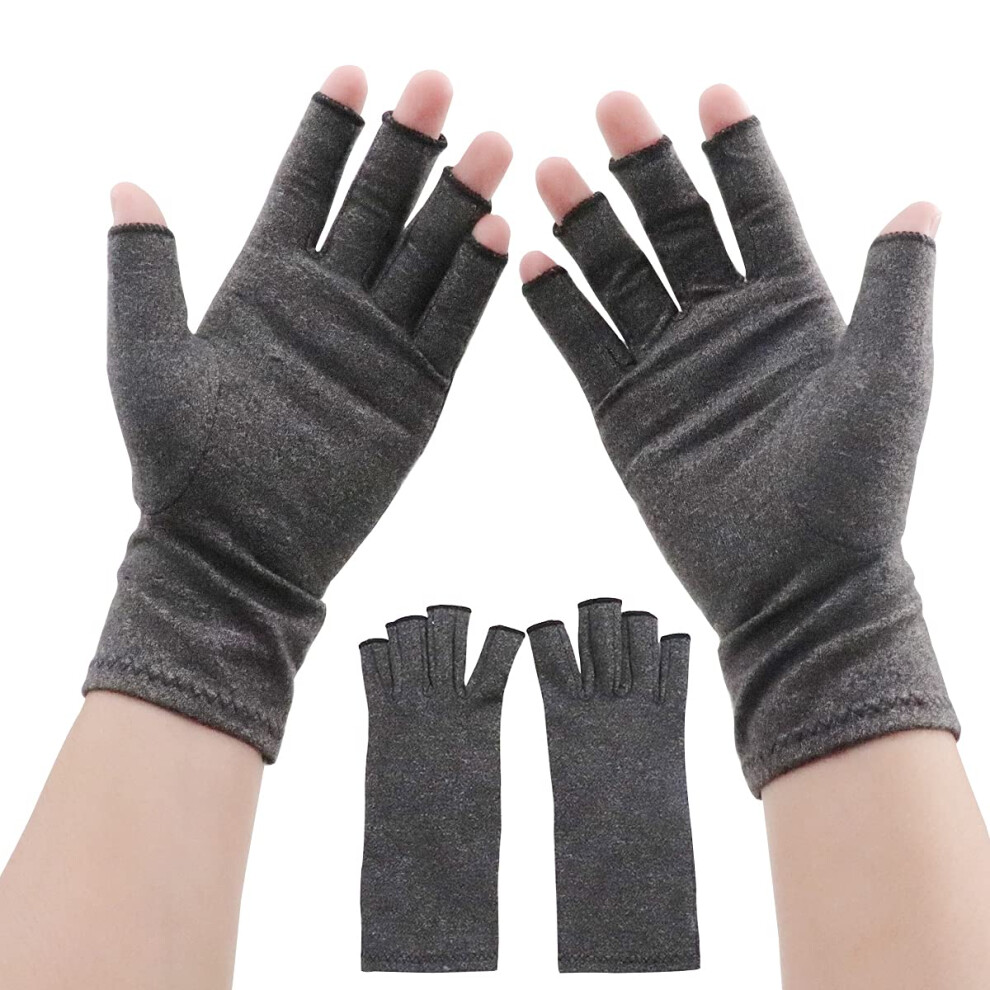 Light Arthritis Compression Gloves Copper Infused Fingerless Design For Hand Pain Relief 2 Pairs