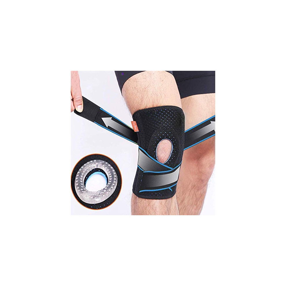 Blue Compression Knee Brace For Arthritis Pain Relief, Adjustable Support With Patella Stabilizer, 1Pcs