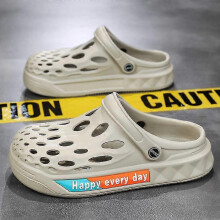 (44, grey) Cold slippers, men's hole shoes, men's beach shoes, lightweight and breathable garden sandals, men's shoes