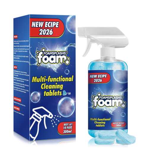 Multi Purpose Cleaner Spray with Foaming Deep Clean, Lemon Scent, Refillable Bottle Tablets Kit