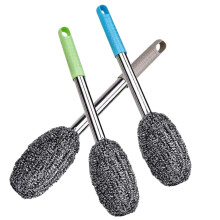 3Pack Heavy Duty Steel Wool Scrubber with Long Handle for Deep Cleaning Kitchen Pots and Pans