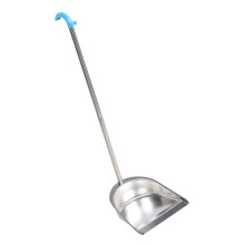 Ergonomic Metal Dustpan with Long Handle, Durable Stainless Steel Pan for Home and Kitchen Cleaning