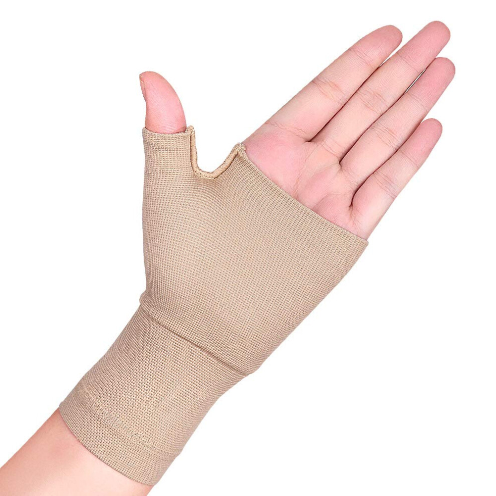 Beige Arthritis Compression Gloves Xlarge Fingerless Wrist Support Gloves For Men And Women