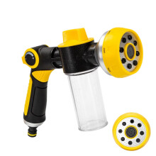 Garden Hose Nozzle with Soap Dispenser, Pressure Sprayer with Adjustable Spray Modes and NonSlip Grip for Car Wash and Garden Cleaning