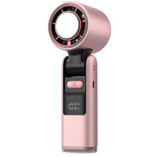 (Pink) Enhanced Turbo Chilled Ice Fan - USB-Powered Speed Fan with Digital Display for Outdoor Travel & Camping