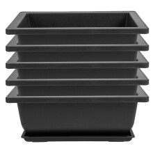 5 Sets Plastic Succulent Plant Pots with Drainage Saucers, Compact Decorative Indoor Flower Pots for Home Gardening