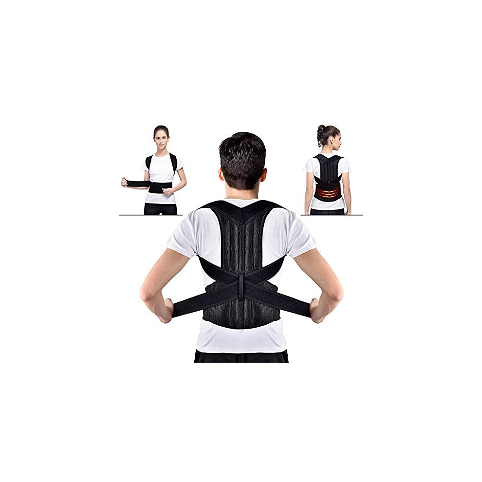 Black Adjustable Neoprene Posture Corrector And Back Support Brace For Men And Women, Comfortable Allday Wear