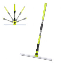 Silicone Floor Squeegee Broom 2 in 1 Design with 51in Long Handle and 180 Adjustable Head for Wet Dry Cleaning