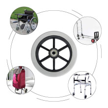 2 Pcs 6 Inch Solid Wheelchair Front Caster Wheels, Heavy Duty Anti‑Slip Replacement Set, Black