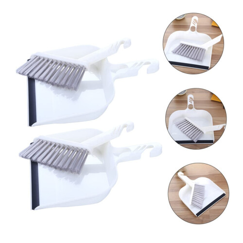 Mini Broom and Dustpan Set with Dense Bristles Desktop Cleaning Brush Compact Kitchen Tools 2 Sets 2
