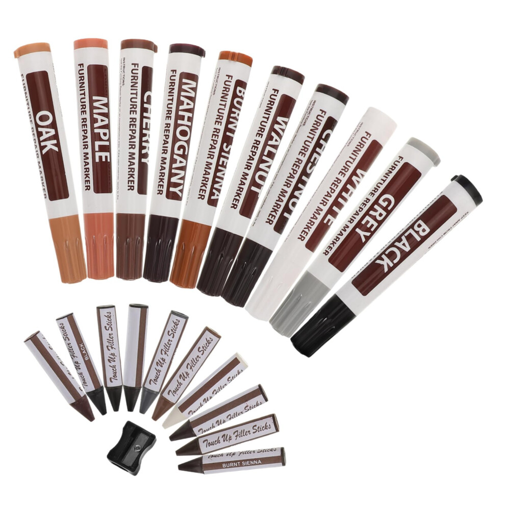 Wood Furniture Kit 21 Pcs Furniture Touch Up Markers And Wax Crayons For Quick Scratch Restoration 9351714526173