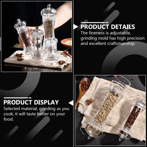 Manual Pepper Grinding Tool Acrylic Adjustable Sea Salt Shaker 2