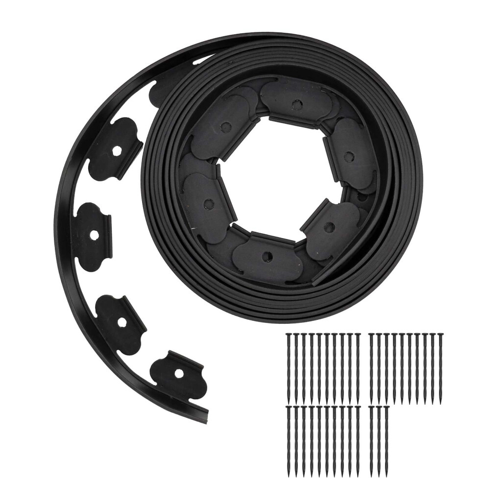 No Dig Garden Edging Kit 33Ft With Spikes, Flexible Plastic Landscape Border For Lawn And Flower Beds 9073542048206
