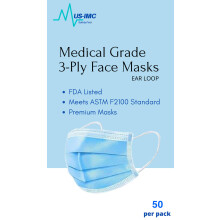 Disposable Face Mask 3 Ply ASTM Level 1 FDA Approved Medical Face Mask with Ear Loops 50 Pack