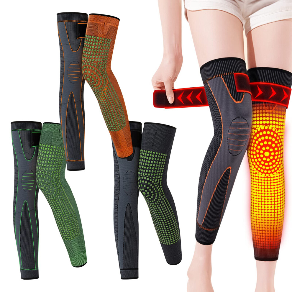 XXL Knee Compression Sleeve with Tourmaline Self Heating Therapy, Mugwort Acupressure Knee Brace for Pain Relief