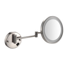 LED Makeup Mirror Wall Mounted Vanity Mirror with 3X Magnification, Hardwired Brass, 360 Swivel