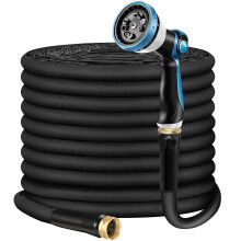 100FT Black Garden Hose with 10 Spray Mode Nozzle, Flexible Tangle Water Hose for Yard Use