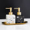 White Ceramic Soap Dispenser 9.5oz Refillable Small Square Pump Bottle for Bathroom and Kitchen 3
