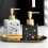 White Ceramic Soap Dispenser 9.5oz Refillable Small Square Pump Bottle for Bathroom and Kitchen 4