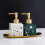White Ceramic Soap Dispenser 9.5oz Refillable Small Square Pump Bottle for Bathroom and Kitchen 5