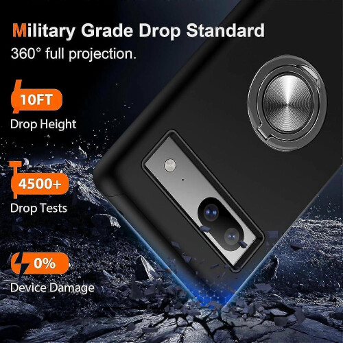 (silver) For Google Pixel 8A Case, Heavy Duty Military Anti-fall Shockproof Case with Ring Holder Kickstand For Google Pixel 8a 1