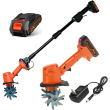 21V Cordless Garden Tiller Electric Cultivator with Quick Charge Battery, Durable Steel Blades, for Garden and Greenhouse
