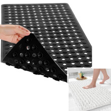 Non Slip Bathtub Mat with Suction Cups and Drain Holes, Quick Dry Machine Washable Bath Mat for Tub and Shower