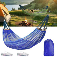 Camping Hammock with Tree Straps, Breathable Nylon Mesh, 200KG Load, Blue Outdoor Travel Hammock