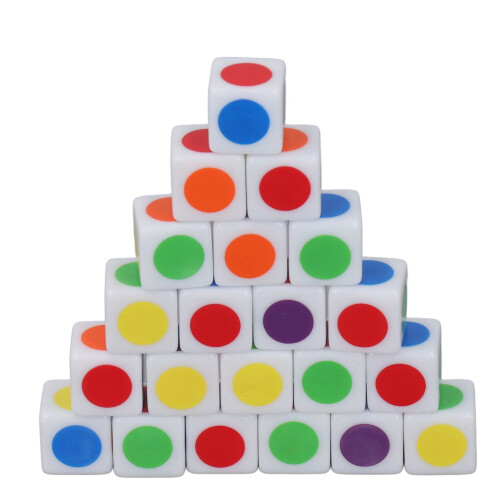 Dice 24Pcs 16mm Six Sided Primary & Secondary Colors Dot Game Set for Learning 1