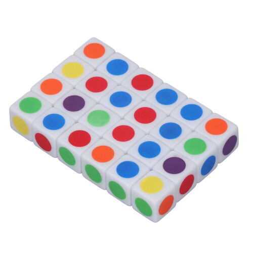 Dice 24Pcs 16mm Six Sided Primary & Secondary Colors Dot Game Set for Learning 2