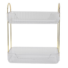 Bathroom Counter Organizer Clear White 2 Tier Perfume Stand Transparent Vanity Cosmetic Organizer