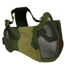 Airsoft Mesh Half Face Mask with Ear Protection, Breathable Foldable Nylon Design for Paintball Hunting