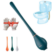 Silicone Toilet Brush and Holder Set Green, Flexible Easy Clean Bristles Quick Dry Compact Design