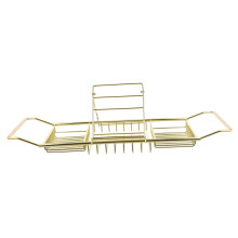 Expandable Stainless Steel Bathtub Caddy Tray with Adjustable Length, Non Slip Handles, for Books, Tablets and Wine Glasses
