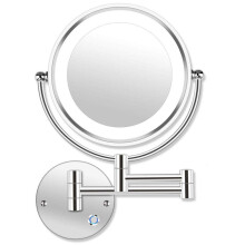 LED Bathroom Mirror 8.5 Inch Wall Mounted Makeup Mirror 10x Magnification DualSided Swivel Extendable Touch Control Light UK Plug