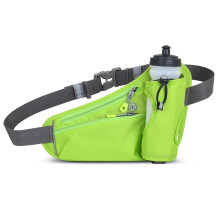 Running Belt with Water Bottle Holder, Water‑Resistant Nylon Fanny Pack for Running and Hiking, Green