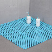 Non Slip Bathroom Mat 30x30cm Sky Blue TPE Bath Rug with Anti Slip Surface and Waterproof Floor Protection
