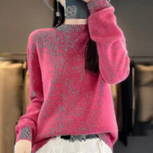 (M, Raspberry Red) Cashmere Sweater For Women 100% Cashmere Lightweight Long Sleeve Crew Neck Knitted Sweater