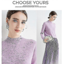 (S, Jacquard purple) Cashmere Sweater For Women 100% Cashmere Lightweight Long Sleeve Crew Neck Knitted Sweater