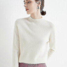 (M, white) Cashmere Sweater For Women 100% Cashmere Lightweight Long Sleeve Crew Neck Knitted Sweater