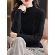 (M, black) Cashmere Sweater For Women 100% Cashmere Lightweight Long Sleeve Crew Neck Knitted Sweater