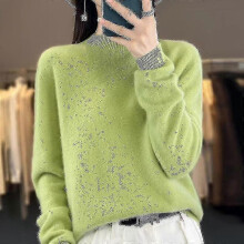 (XXL, Light fruit green) Cashmere Sweater For Women 100% Cashmere Lightweight Long Sleeve Crew Neck Knitted Sweater