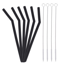 16pcs Creative Folding Silicone Straws Practical Black Straws