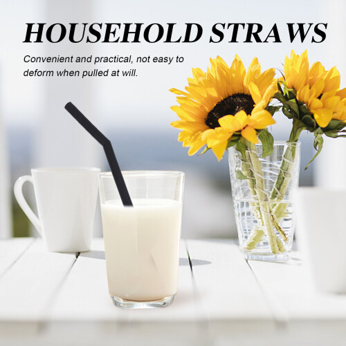 16pcs Creative Folding Silicone Straws Practical Black Straws 2