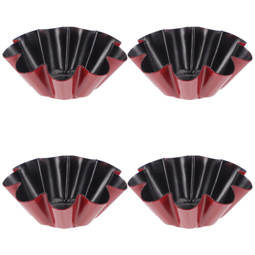 4pcs reusable egg tart molds carbon steel red black