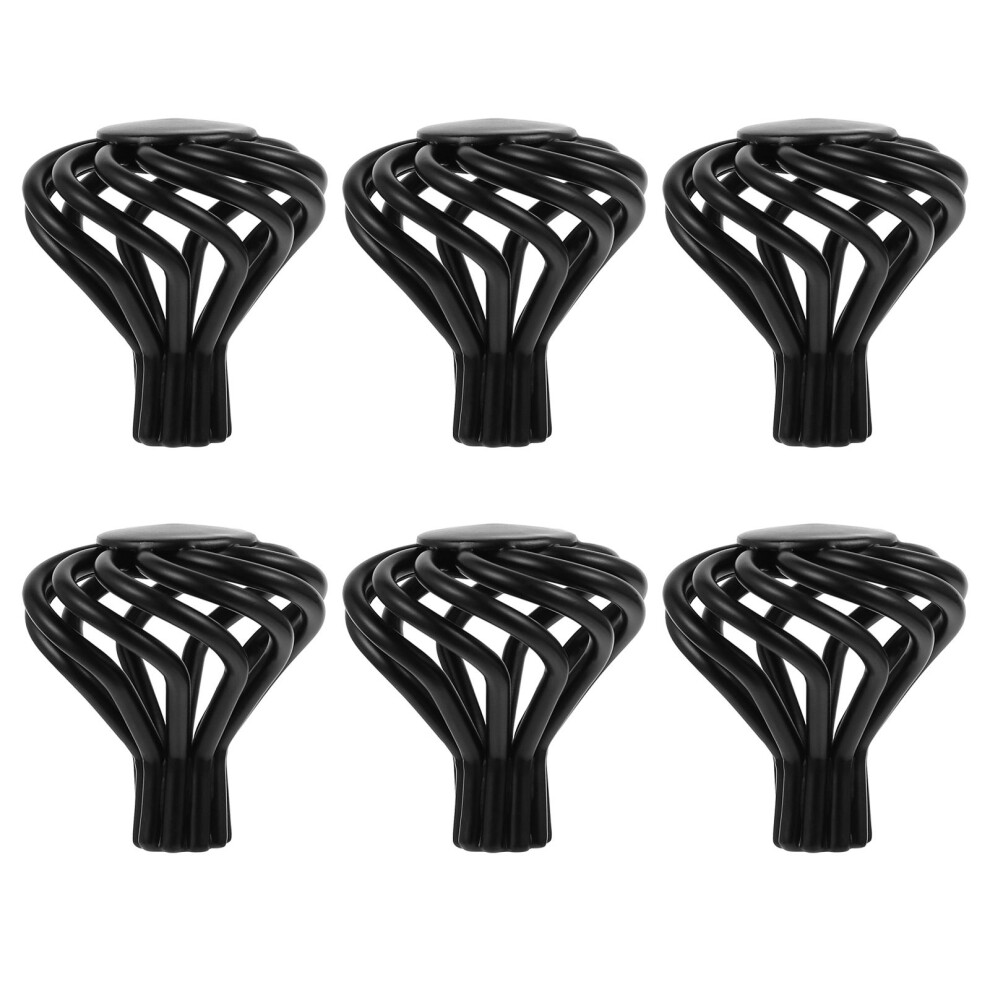 6Pcs Birdcage Round Metal Knobs Black Zinc Alloy Wardrobe Handles 3743067242910