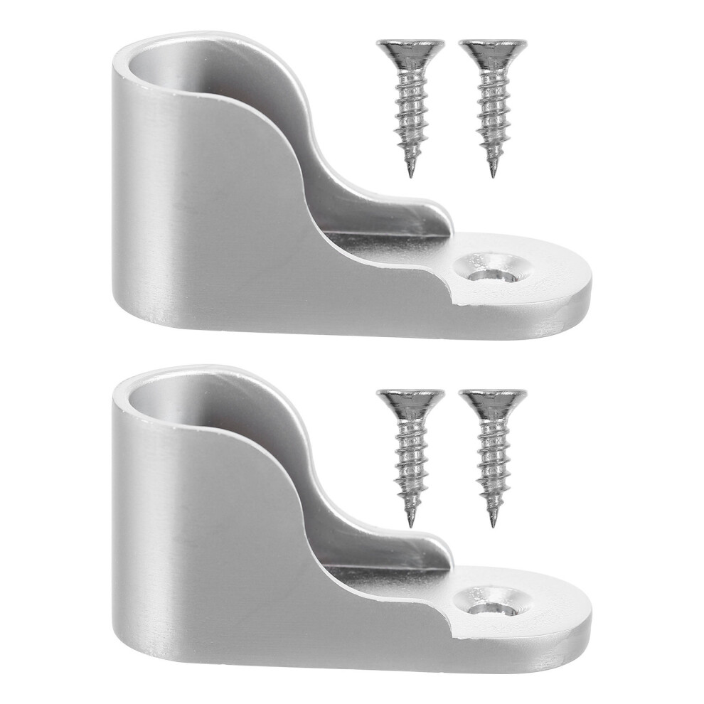 2Pcs Closet Rod Holders Supports Socket Flange Base Silver 3743067243665
