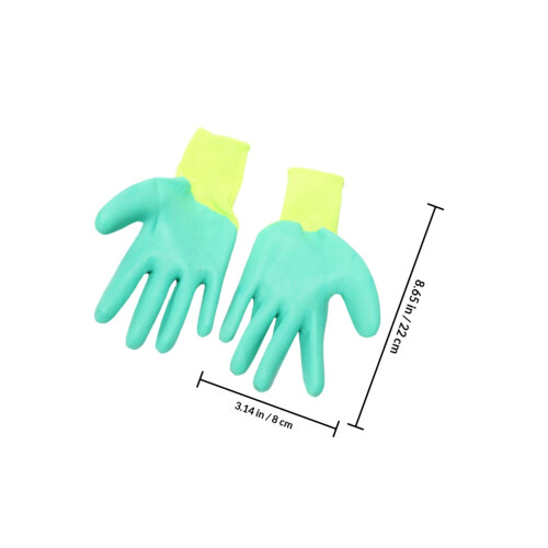 2Pairs Green Rubber Pet Training Gloves Bite-Proof Protective Gloves 1