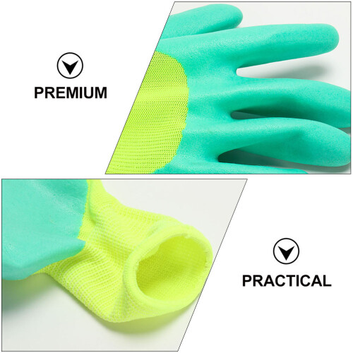 2Pairs Green Rubber Pet Training Gloves Bite-Proof Protective Gloves 2