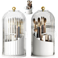 360 Rotating Waterproof Dustproof Toothbrush Holder with Sliding Lid, MultiSlot Bathroom Organizer
